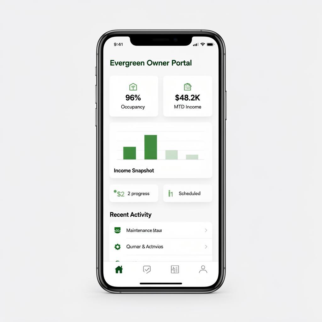 Evergreen Owner Portal on mobile phone