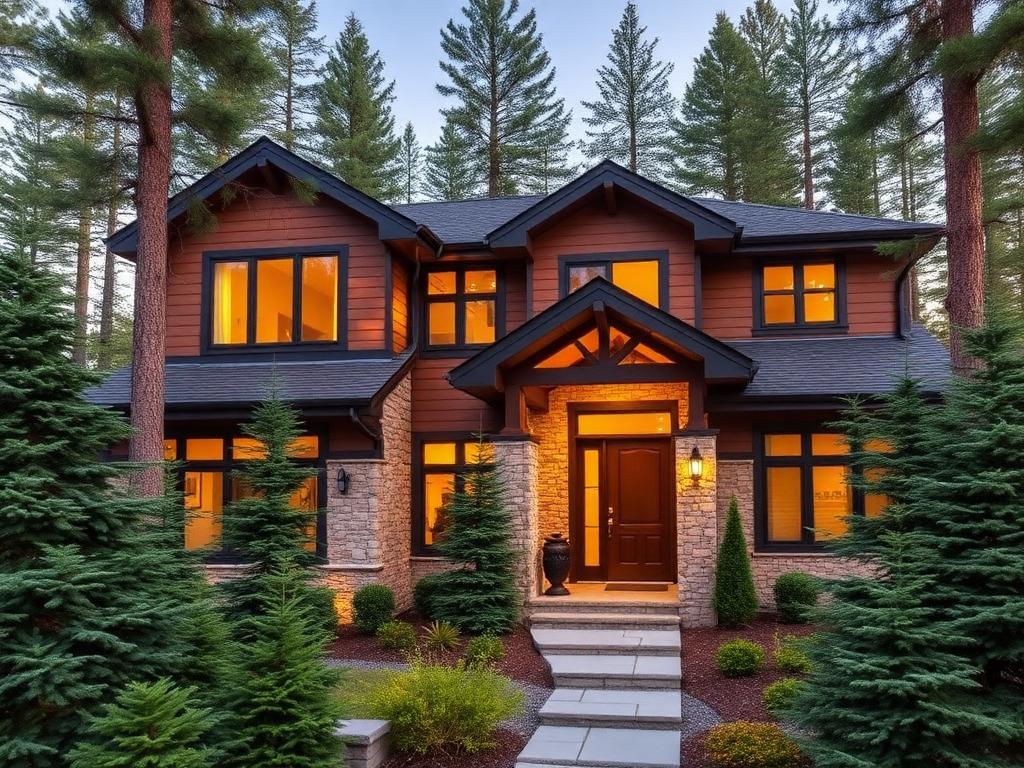 Beautiful rental property surrounded by evergreens